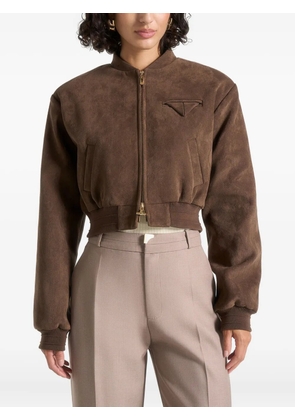 Manière De Voir Monique wide-shoulder bomber jacket - Brown