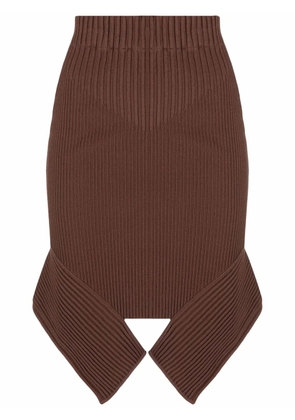 ANDREĀDAMO rib-knit asymmetric skirt - Brown