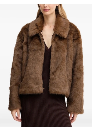 Bardot Sylvie zipped faux-fur jacket - Brown