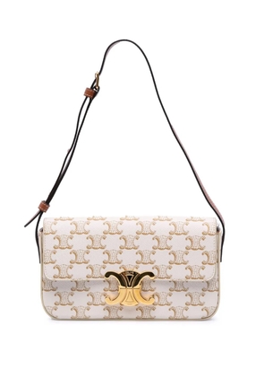 Celine Pre-Owned 2021 Triomphe Coated Canvas Claude shoulder bag - White