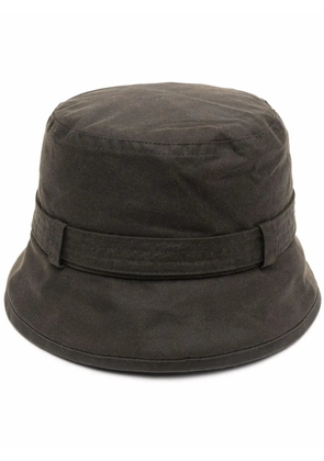 Barbour buckle-detail waxed bucket hat - Green