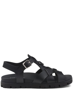 Prada triangle-logo woven sandals - Black