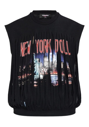 DSQUARED2 x Vaquera fringed graphic-print cotton T-shirt - Black