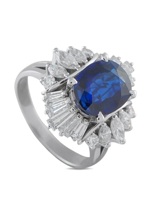 LB Exclusive platinum diamond sapphire ring - Silver