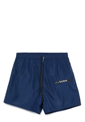 Balmain logo-print swim shorts - Blue