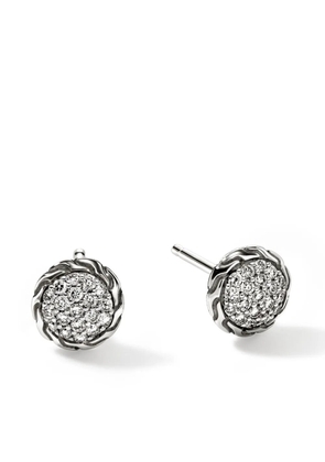 John Hardy Carved Chain diamond stud earrings - Silver