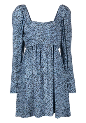 GANNI daisy-print crepe minidress - Blue