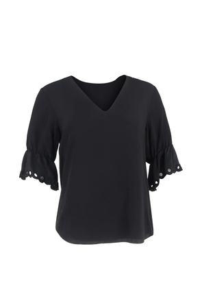 Chloé Vintage scalloped-sleeve V-neck blouse - Black