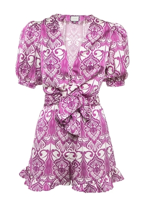 Alexis puff sleeve floral romper - Purple