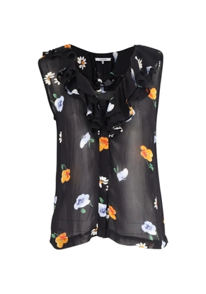 GANNI sleeveless ruffle blouse - Black