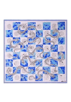 Shanghai Tang dragon arrow silk scarf - Blue