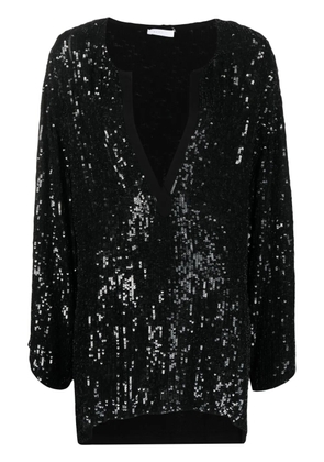 P.A.R.O.S.H. long-sleeve sequin blouse - Black