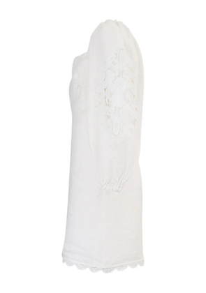 FARM Rio embroidered puff-sleeve mini dress - White
