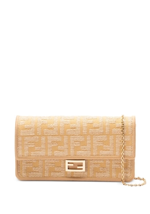 FENDI Baguette monogrammed wallet-on-chain - Neutrals