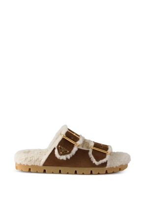 Prada shearling slides - Brown