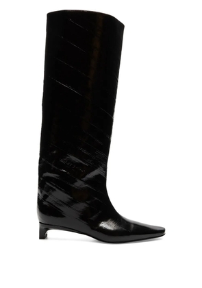 LouLou de Saison 35mm Joan eel-effect leather beveled-toe boots - Black