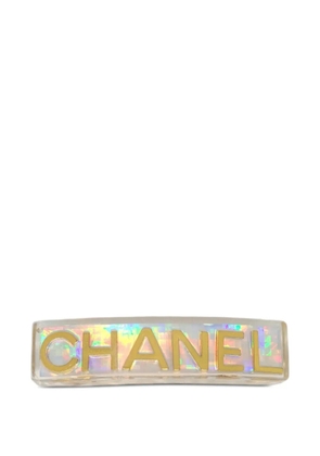 CHANEL Pre-Owned 1997 logo-lettering hair clip - Neutrals