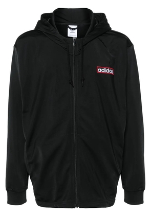adidas logo-embroidered zipped hoodie - Black