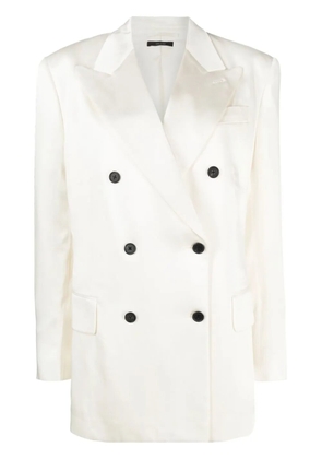 TOM FORD Fluid double-breasted satin blazer - Neutrals