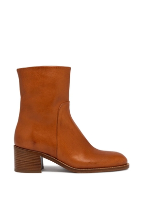 Buttero Bolgheri zipped block-heel ankle boots - Brown