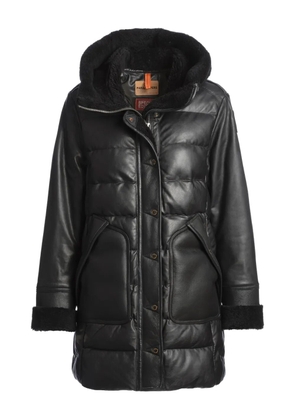 Parajumpers Demi quilted leather hooded coat - Black