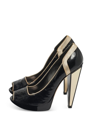 Versace Pre-Owned peep-toe platform leather pumps - Black