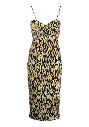 Roberto Cavalli leopard print sleeveless midi dress - Neutrals