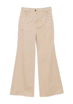 Elie Saab embroidered gabardine pants - Grey