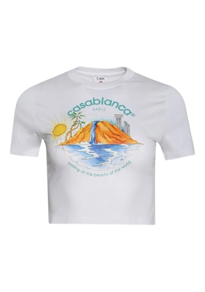 Casablanca graphic-print cropped T-shirt - White