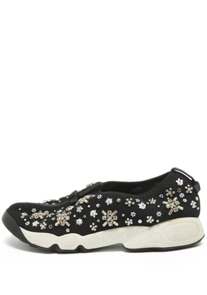 Christian Dior Pre-Owned floral-appliqué sneakers - Black