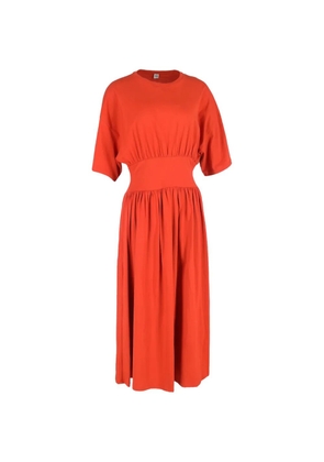 TOTEME gathered jersey midi dress - Orange