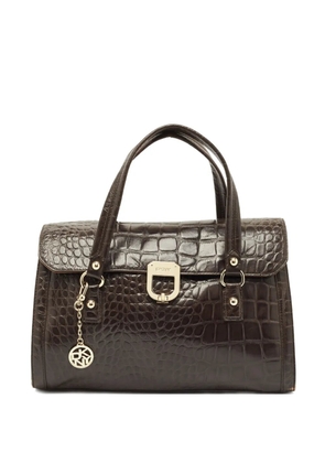 DKNY croc-embossed leather tote bag - Brown