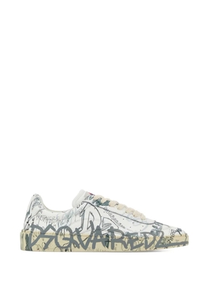 DSQUARED2 printed leather rider sneakers - White