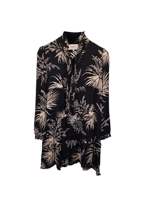 Ba&Sh tie-neck botanical-print mini dress - Black