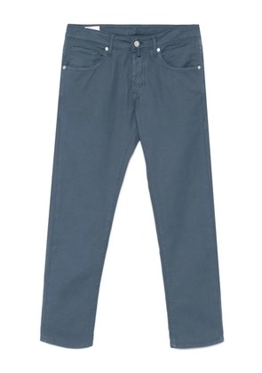 Incotex logo-patch tapered trousers - Blue