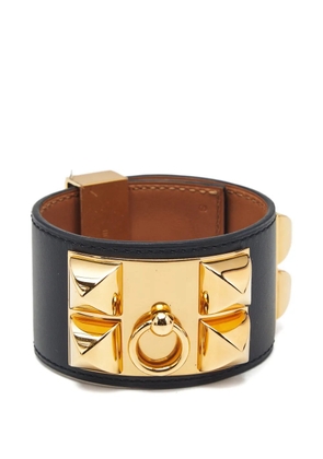 Hermès Pre-Owned studded pyramid ring leather bracelet - Black