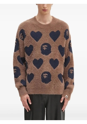 A BATHING APE® heart-ape head sweater - Brown