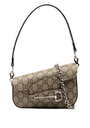 Gucci Pre-Owned 2016-2025 Mini GG Supreme Asymmetric Horsebit 1955 Shoulder Bag satchel - Brown