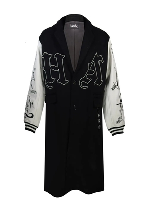 Haculla embroidered baseball-sleeve overcoat - Black