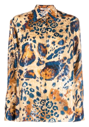 Roberto Cavalli leopard-print concealed shirt - Neutrals