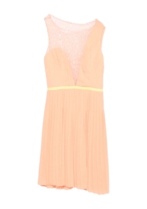 Gemy Maalouf pleated lace-insert mini dress - Orange