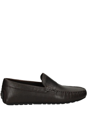 BOSS printed-leather loafers - Brown