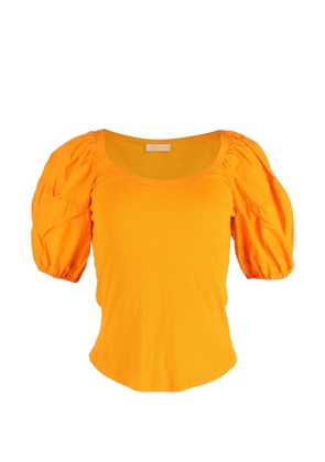 Ulla Johnson scoop-neck puff-sleeve T-shirt - Orange