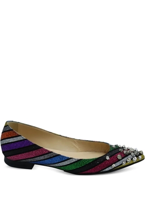 Christian Louboutin Pre-Owned Drama Stripe studded flats - Pink