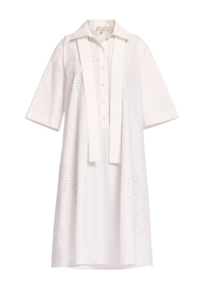 Elie Saab monogram embroidered shirt dress - White