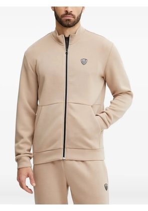 Ea7 Emporio Armani logo-plaque zip-up sweatshirt - Neutrals