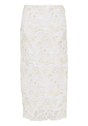 Fabiana Filippi embroidered open-knit skirt - Neutrals