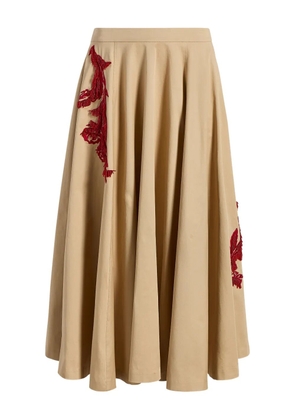 Cinq A Sept embroidered pleated skirt - Brown