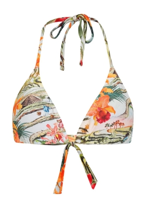 Lygia & Nanny triangle floral-print bikini top - White