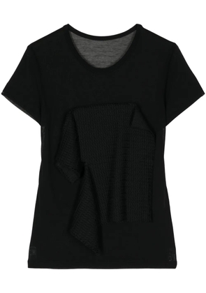 Y's draped-panel cotton T-shirt - Black